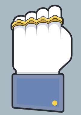 Kapalı yumruklu sosyal medya simgesi. Sosyal medya, paylaşım, zorbalık, tasarım kavramı