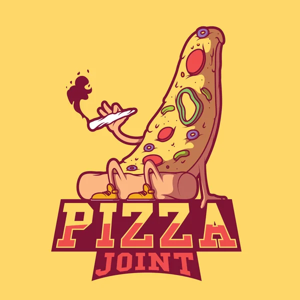 Pizza Ilustración Conjunta Vectores Logo Marca Conjunto Cena Marihuana Concepto — Vector de stock