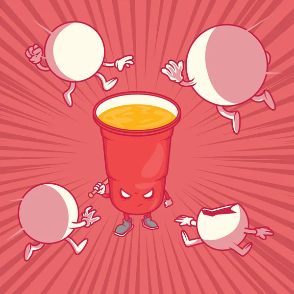 Иллюстрация Векторного Символа Чашки Пивного Понга Концепция Игры Напитка Командного — стоковый вектор