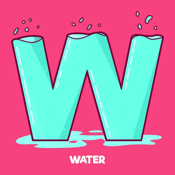 Buchstabe Mit Wasser Vektor Illustration Gefüllt Lernen Bildungsdesign Konzept — Stockvektor
