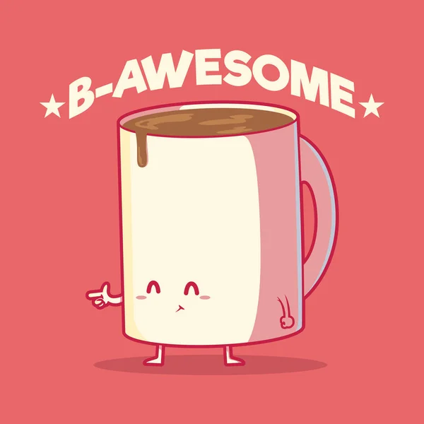 Happy Coffee Character Vektorové Ilustrace Motivace Práce Pondělí Koncepce Inspirace — Stockový vektor