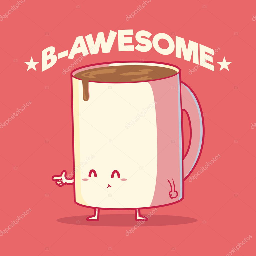 Happy Coffee Character vector illustration. Motivation, work, Monday, inspiration design concept