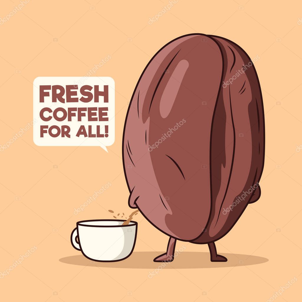 Coffee Bean Character vector illustration. Motivation, work, Monday, inspiration design concept