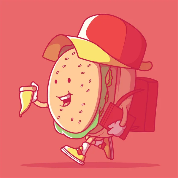 Dostawa Burger Dostarczenie Ilustracji Wektor Pizzy Kurier Dostawa Serwis Marka — Wektor stockowy