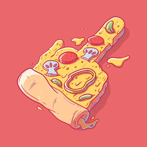 Ilustrasi Vektor Pizza Jari Tengah Iklan Makanan Cepat Saji Simbol - Stok Vektor