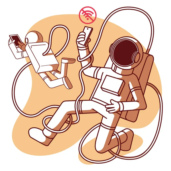 Astronautas Sin Ilustración Vectores Wifi Comunicación Tecnología Futuro Concepto Diseño — Archivo Imágenes Vectoriales