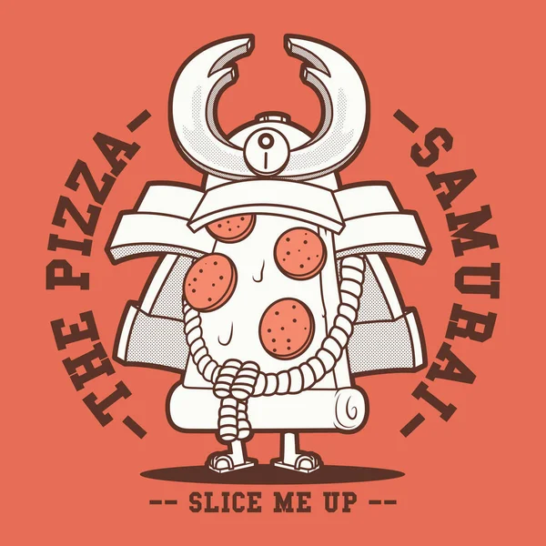 Pizza Samurai Character Vector Illustration Fast Food Samurai Menu Dinner — Stock Vector