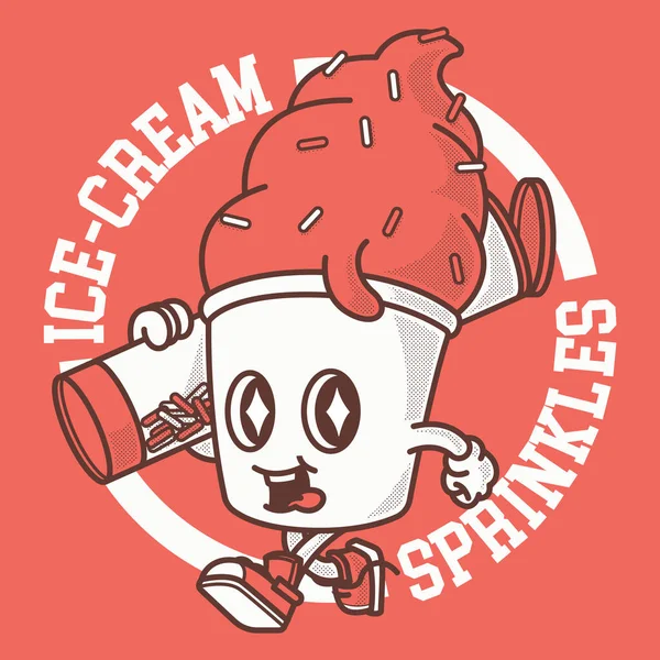 Ice Cream Charakter Vektor Illustration Brand Business Sommer Food Design — Stockvektor