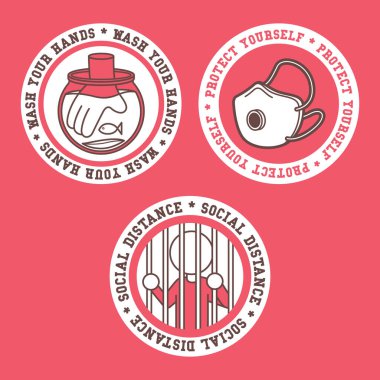 COVID 19, vektör çizimi. Salgın, karantina, koruma, salgın tasarım konsepti