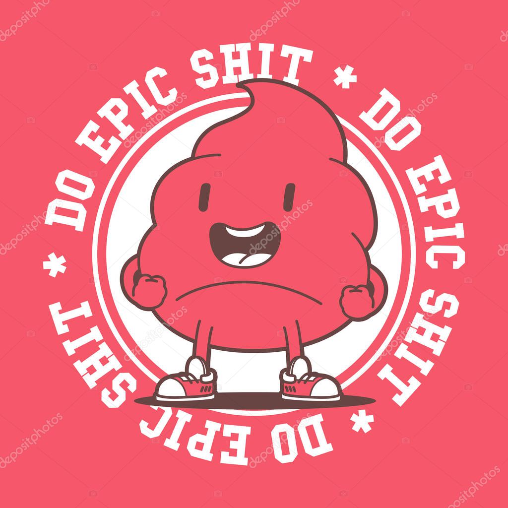 Motivation poop emoji vector character. Motivation, success, development design concept
