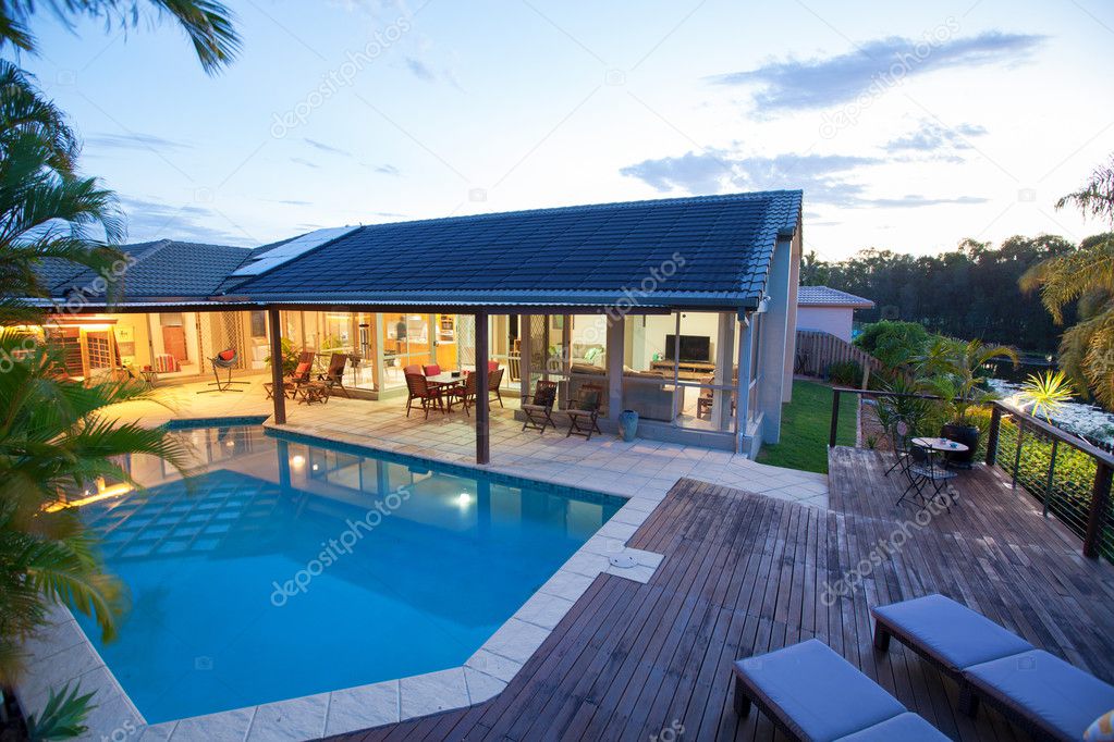 Backyard with swimming pool