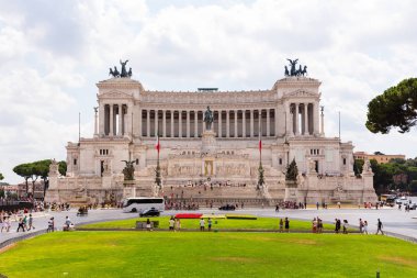 Sunak gelen Piazza Venezia vatanın görünümünü gün batımında