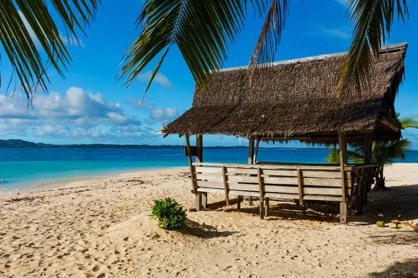 Strand Hut Ongerepte Tropisch Eiland Van Filippijnse Middag — Stockfoto