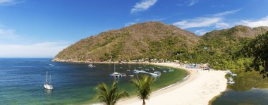 Tropikal kıyı şehri, Yelapa Puerto Vallarta, Meksika yakınındaki Panoraması