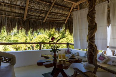 Sayulita, Nayarit, Maxico ayarında egzotik tropik balkon