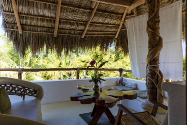 Sayulita, Nayarit, Maxico ayarında egzotik tropik balkon