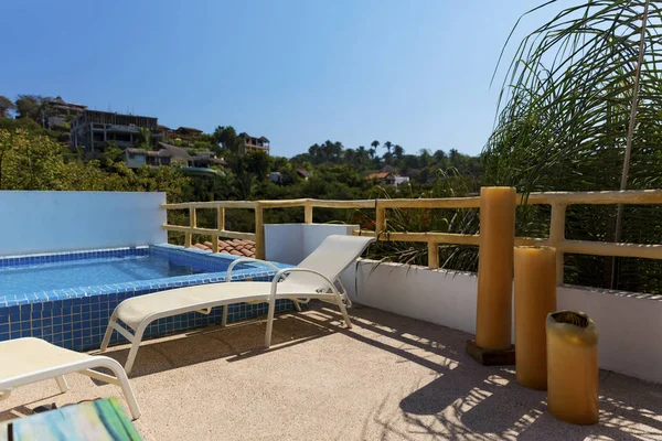 Piscine Sur Toit Chaise Longue Donnant Sur Sayulita Mexique — Photo