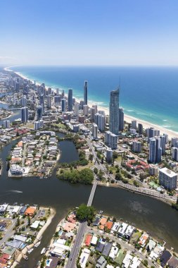 Vertical aerial view of sunny Surfers Paradise on the Gold Coast, Queensland, Australia clipart