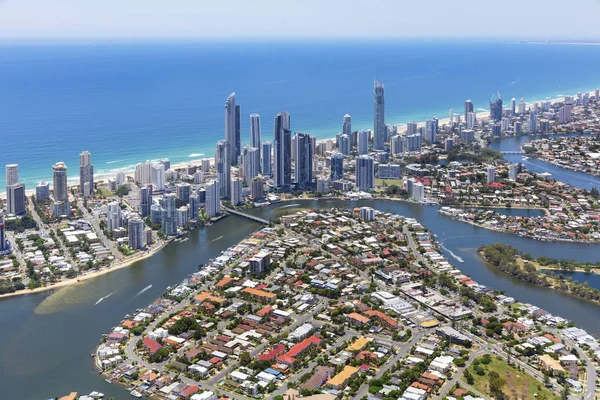 Vista Aerea Soleggiata Del Surfers Paradise Sulla Gold Coast Queensland — Foto Stock