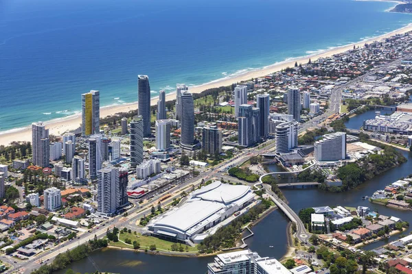 Vista Aérea Broadbeach Con Centro Convenciones Casino Gold Coast Queensland —  Fotos de Stock