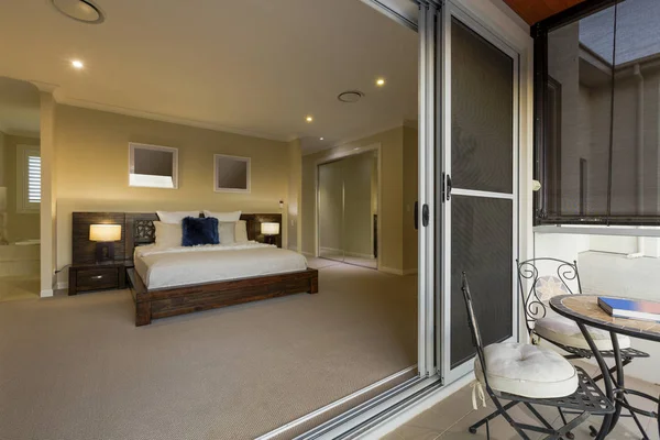 Moderne Gezellige Warme Slaapkamer Luxe Huis — Stockfoto