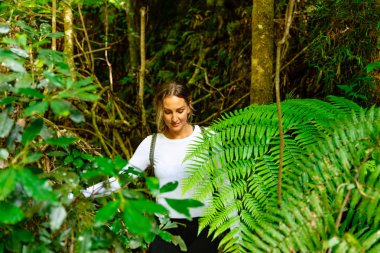 Woman exploring in tropical rainforest on Queensland's Gold Coas