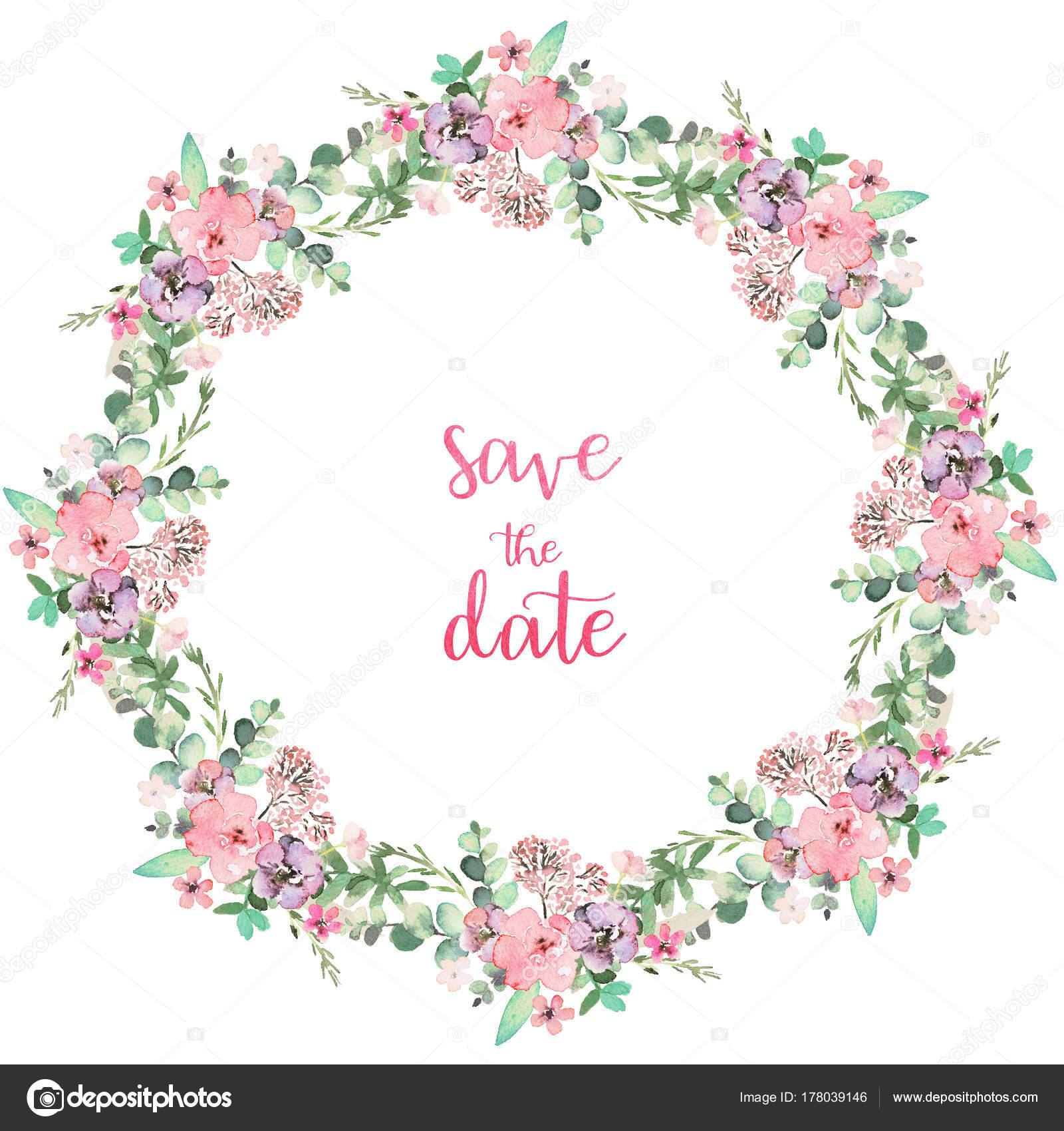 Aquarelle Illustration Florale Couronne Fleurs Pour Mariage