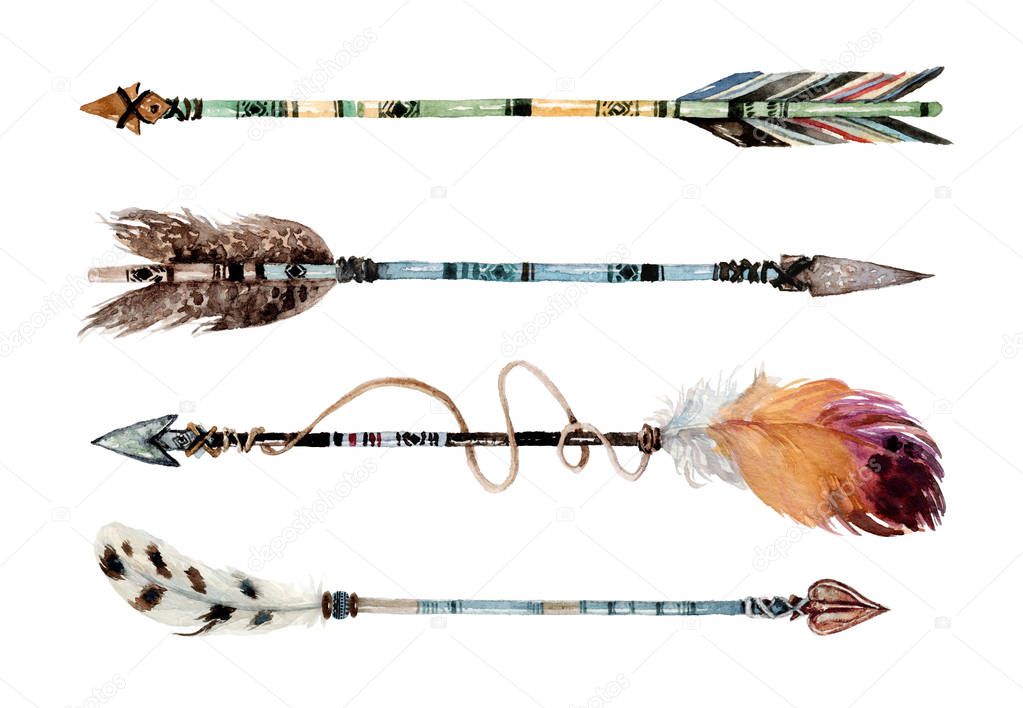 Download Watercolor Ethnic Boho Set Arrows Native American Tribe ...