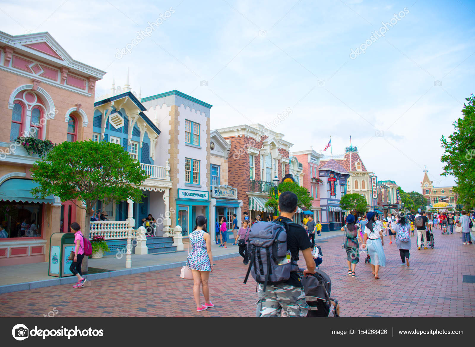 Tourists are spending their time at Main Street, U.S.A. in Hong Kong