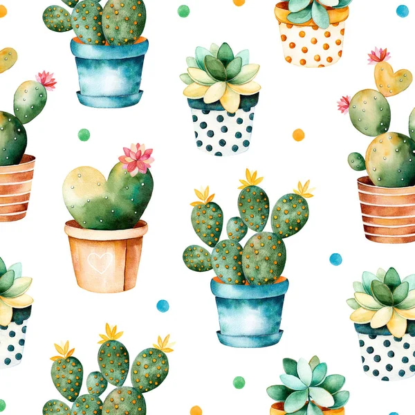 Färgstark akvarell textur med kaktus växt — Stockfoto