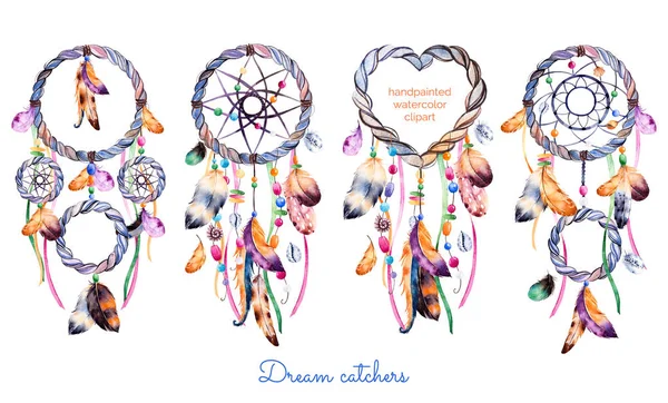 Hand drawn illustration of 4 dreamcatchers. — Stock Photo, Image