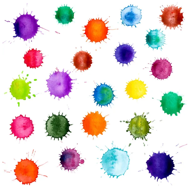 Ensemble de blobs aquarelle colorés — Image vectorielle
