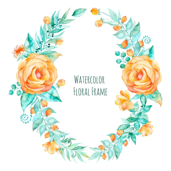 Corona floral de acuarela — Vector de stock