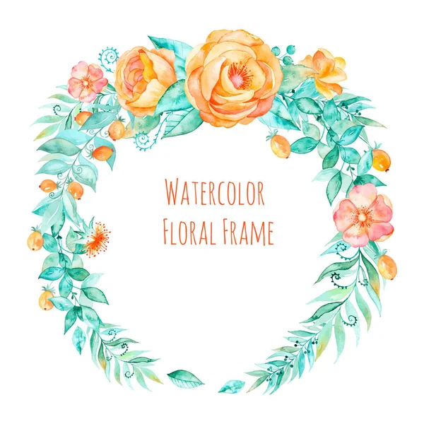 Watercolor floral wreath — Stock Vector