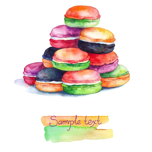 Nagerecht macarons aquarel — Stockvector