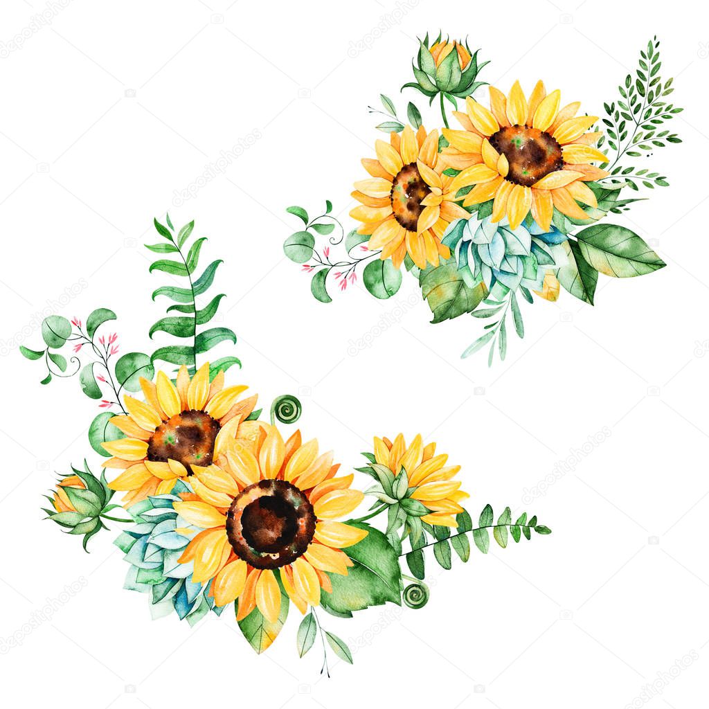floral collection with sunflowers