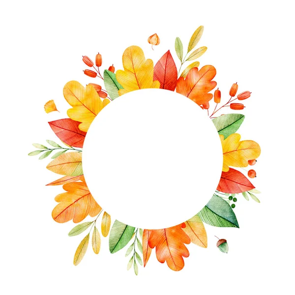 五颜六色的花圈与秋天的叶子 — 图库照片