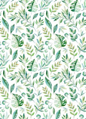 Yeşil yapraklı desen