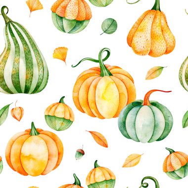 Sonbahar yaprakları ve kabak ile desen