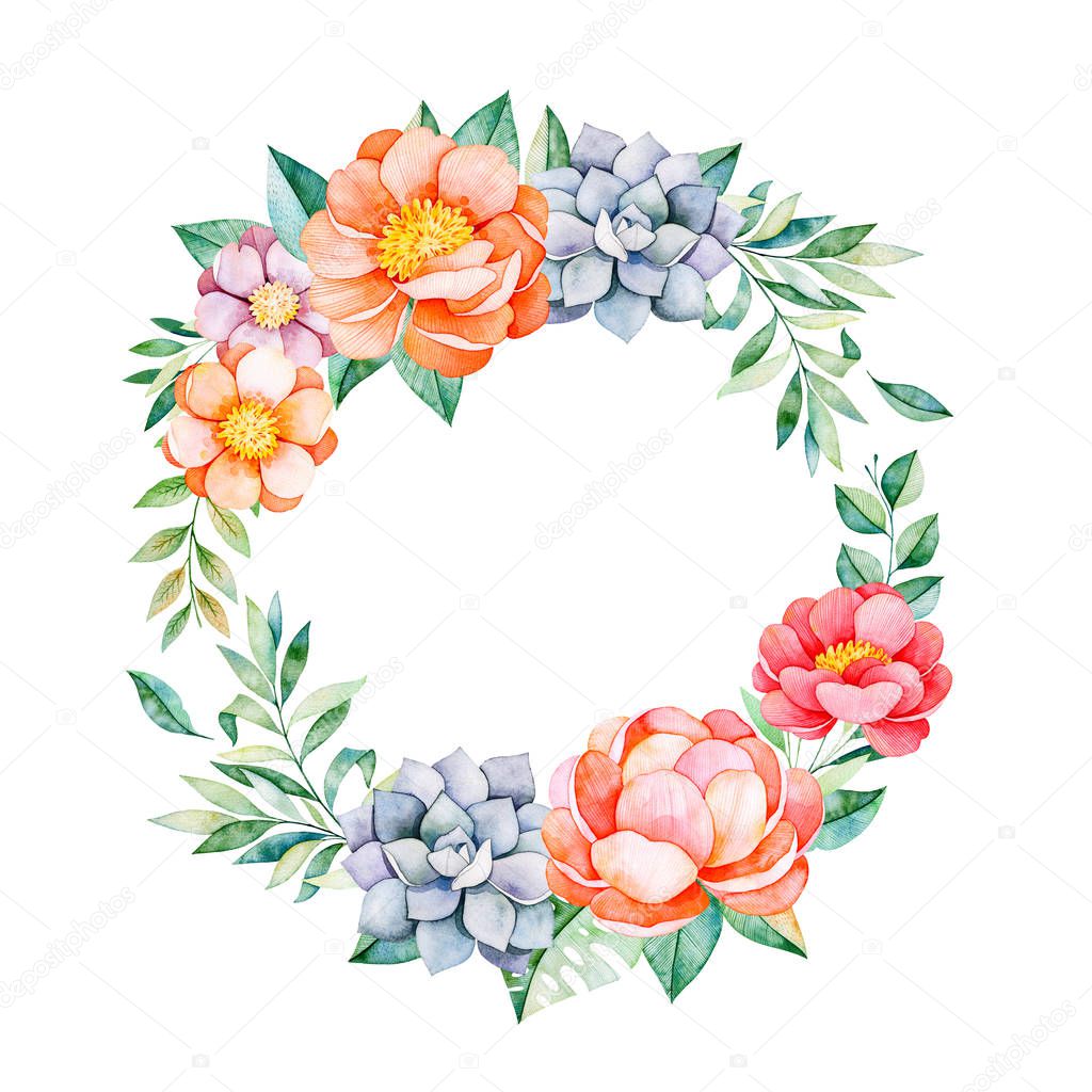 wreath with leaves and flowers