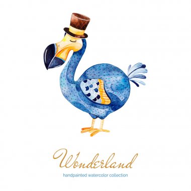 çizgi film fairytale karakter dodo kuşu beyaz arka plan üzerinde renkli çizimi