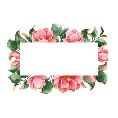 Manolya İlkbahar suluboya arka planı. Suluboya çizimi.