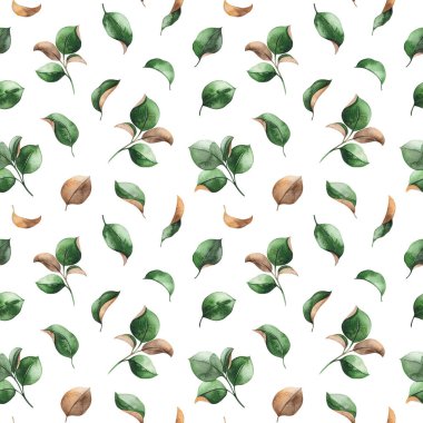 Beyaz arkaplanda yeşil yapraklar var