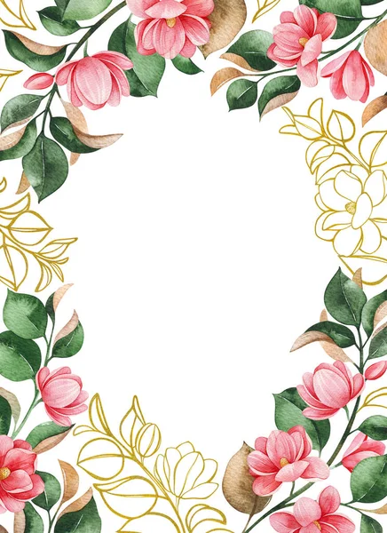 Magnolia Springtime Akvarell Bakgrund Akvarell Illustration — Stockfoto