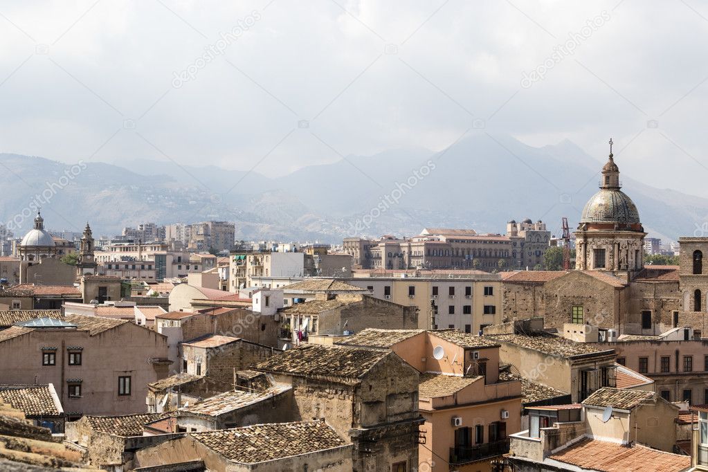 View at the skyline of Palermo city with its houses, churches and buildings - Sicily, Italy