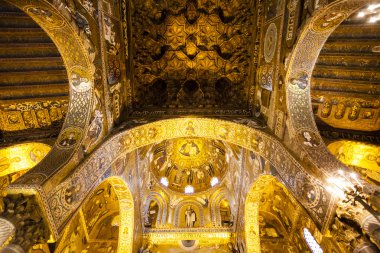 Palazzo dei Normanni (Norman Sarayı) - Palermo - Sicilya - İtalya yılında Capella Palatina iç