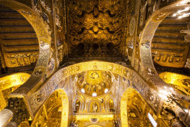 Palazzo dei Normanni (Norman Sarayı) - Palermo - Sicilya - İtalya yılında Capella Palatina iç