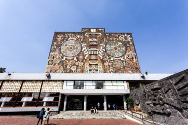 Cephe Mexico City - Meksika (Kuzey Amerika Ciudad Universitaria (Unam) Üniversitesi Merkez Kütüphanesi (Biblioteca Merkez))