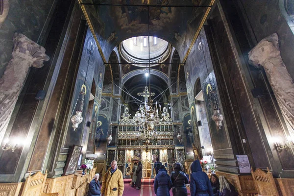 Gläubige Der Alten Fürstlichen Hofkirche Zentrum Von Bukarest Rumänien Osteuropa — Stockfoto