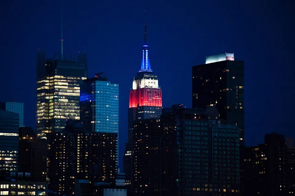 Empire State Builing Bue White Red Colours 4Th July Seen — ストック写真